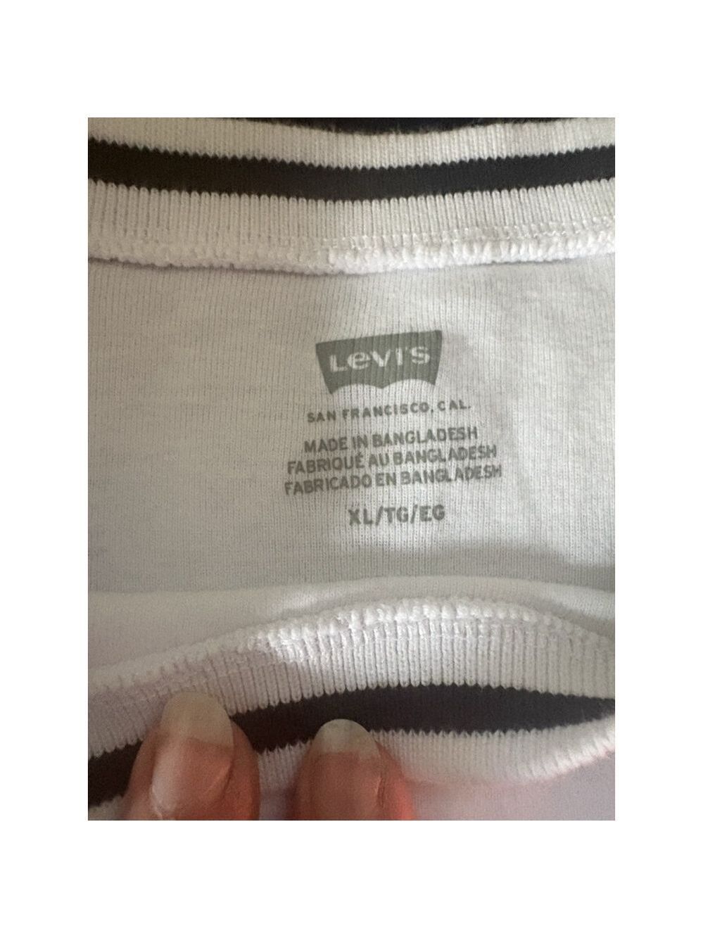 Levi's XL Slim Fit Ringer T-Shirt White Raglan Short Sleeve Retro Oracle Ringer - Picture 7 of 9